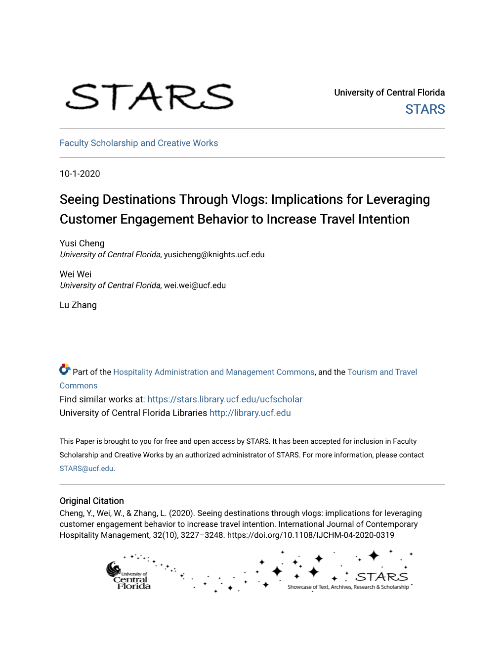 Seeing Destinations Through Vlogs: Implications for Leveraging Customer Engagement Behavior to Increase Travel Intention