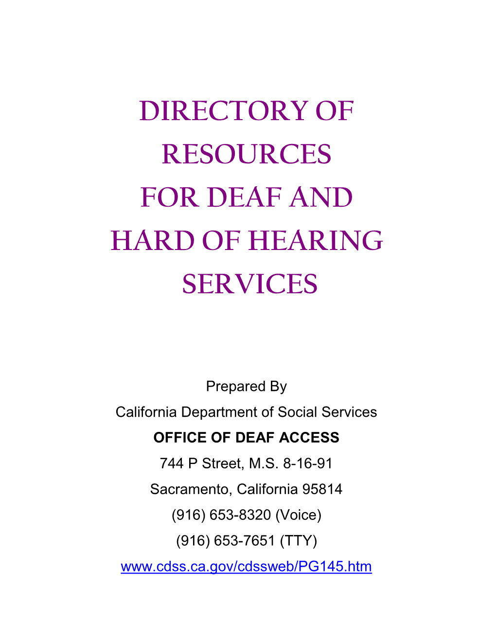 Directory of Resources for Deaf and Hard of Hearing Services