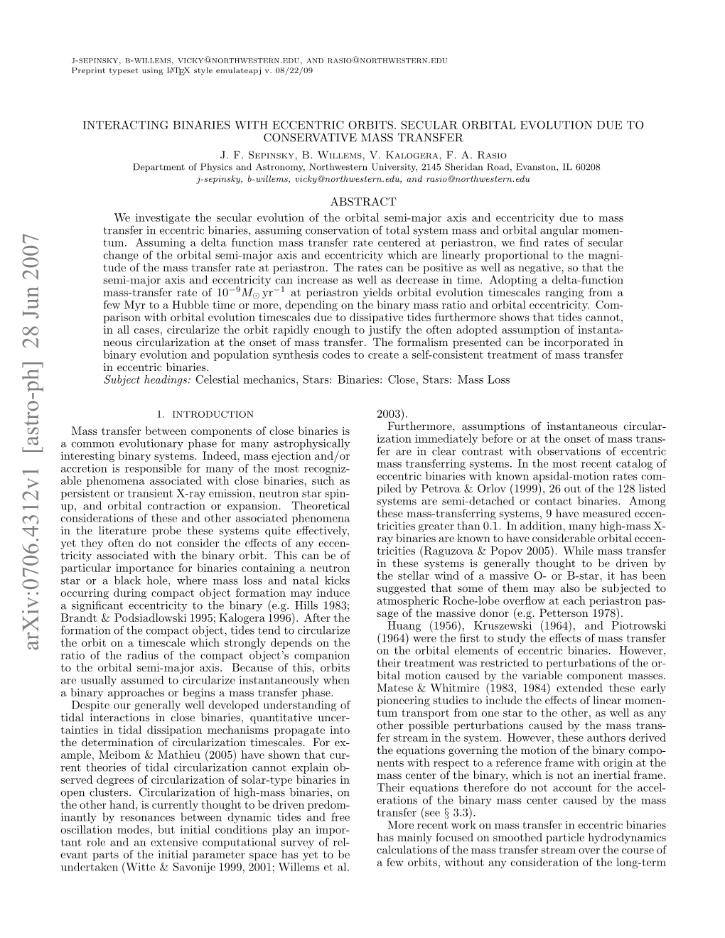 Interacting Binaries with Eccentric Orbits. Secular Orbital Evolution