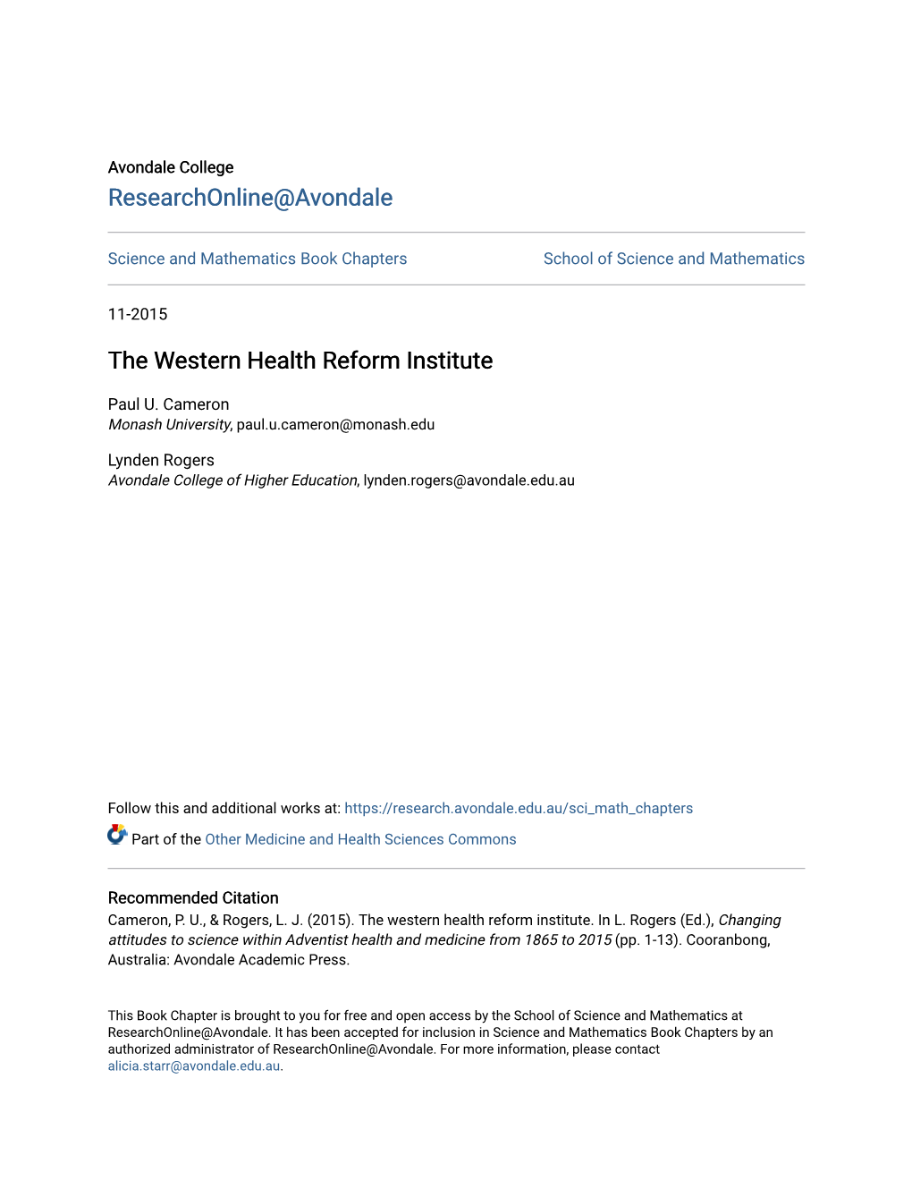 The Western Health Reform Institute