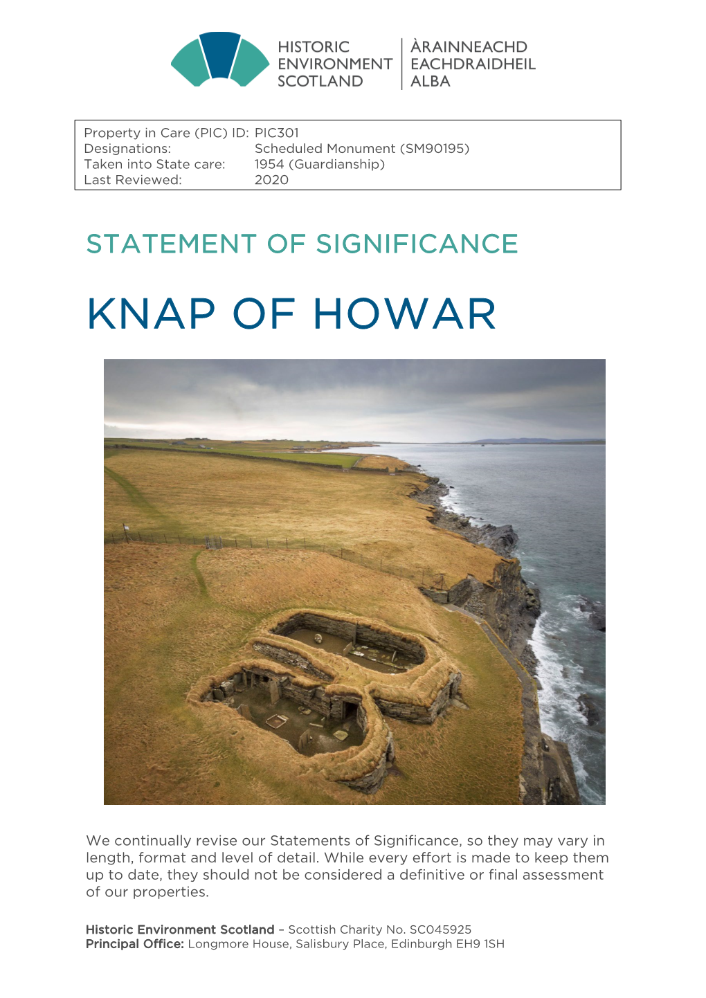 Knap of Howar Statement of Significance