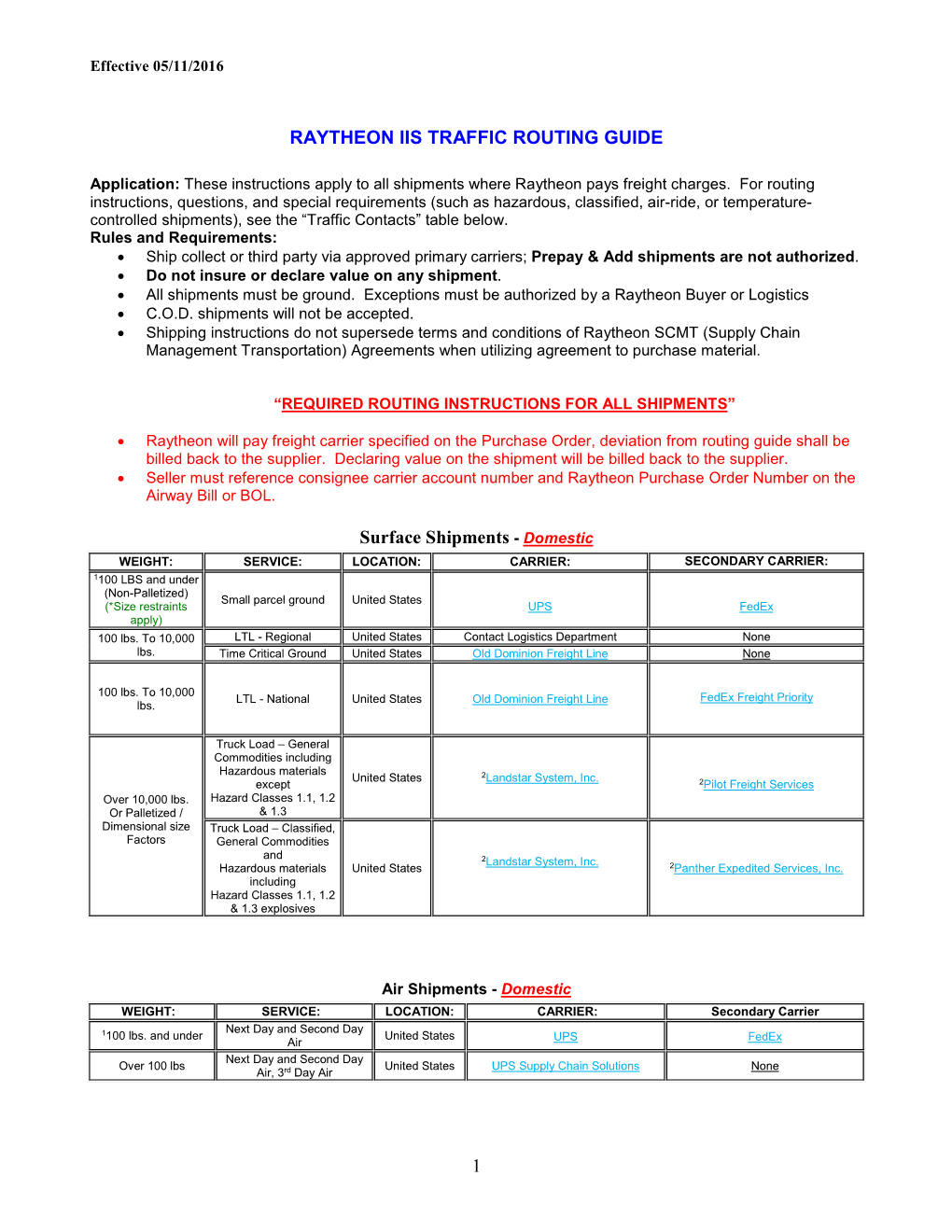 Effective: 6/20/05 NORTH TEXAS TRAFFIC ROUTING GUIDE