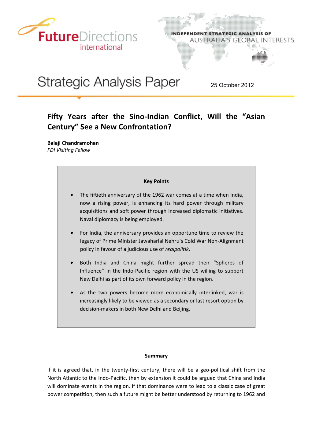 Fifty Years After the Sino-Indian Conflict, Will the “Asian Century” See a New Confrontation?