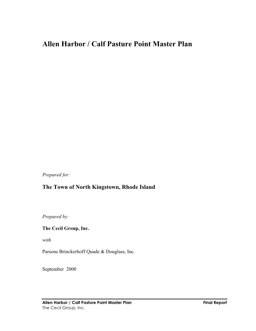 Allen Harbor Calf Pasture Point Master Plan