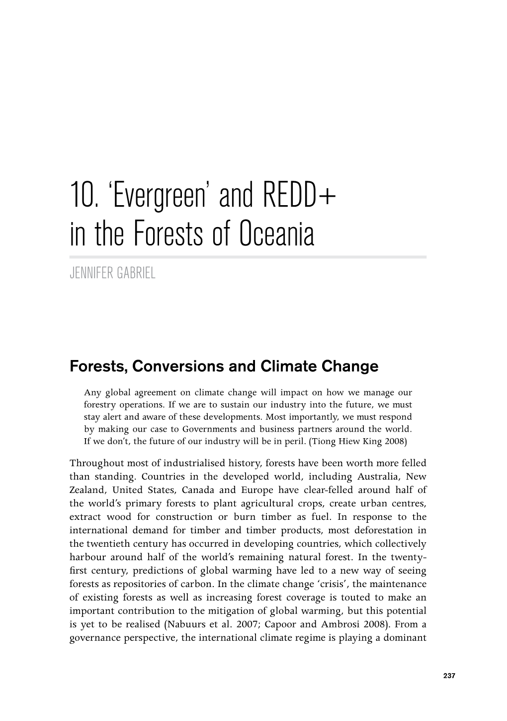 'Evergreen' and REDD+ in the Forests of Oceania