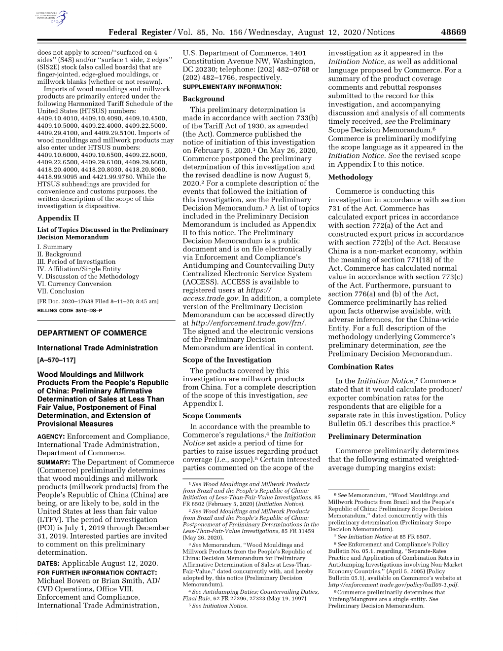 Federal Register/Vol. 85, No. 156/Wednesday, August 12, 2020