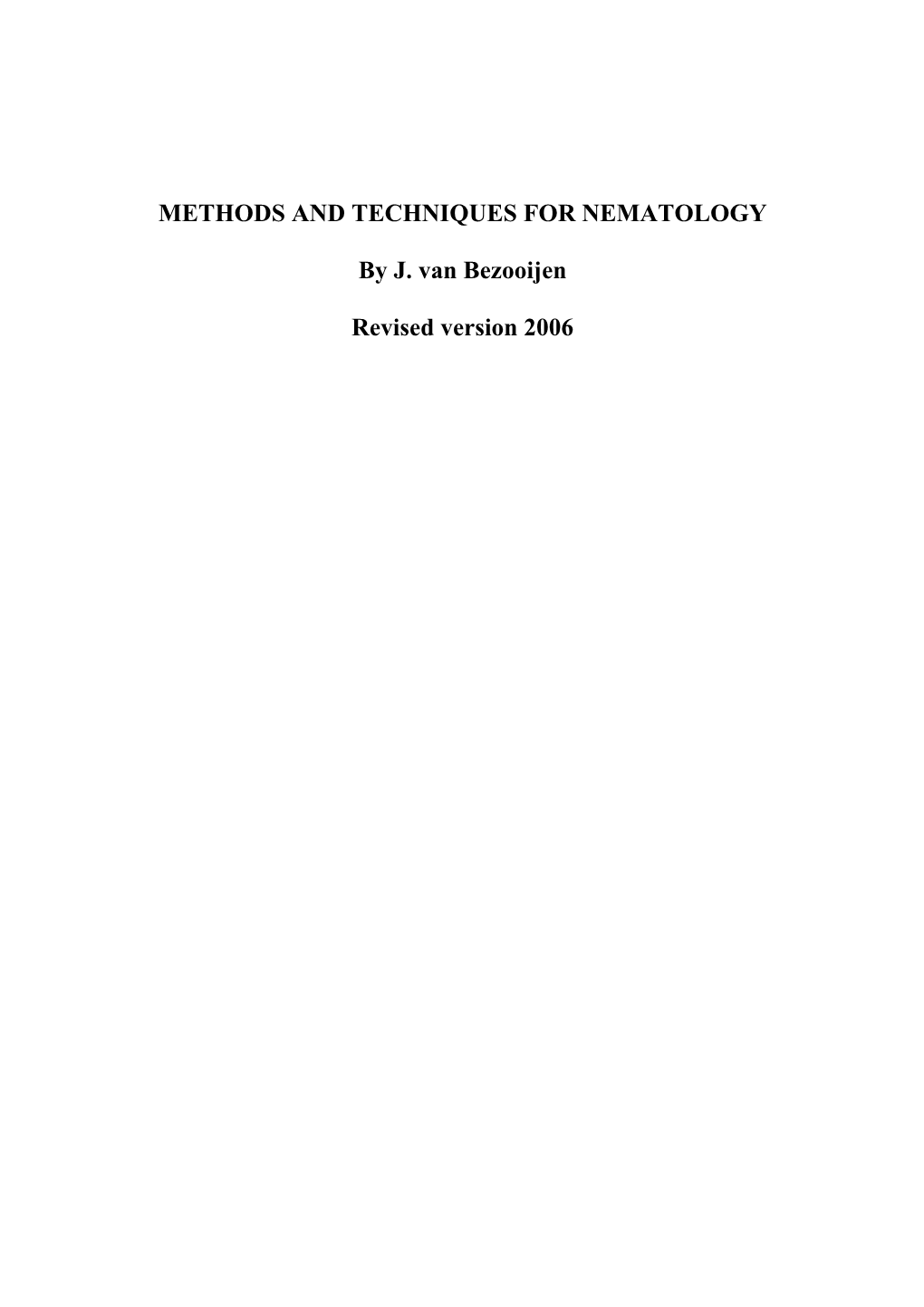 Methods and Techniques for Nematology