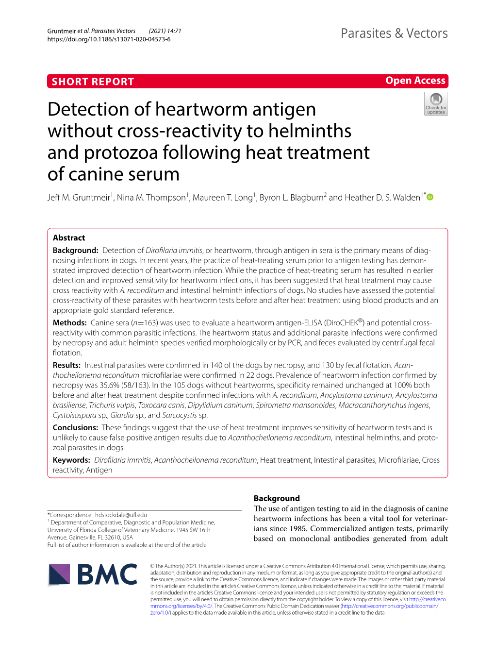 Detection of Heartworm Antigen Without Cross-Reactivity to Helminths