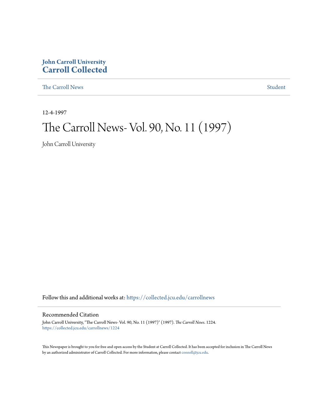 The Carroll News- Vol. 90, No. 11 (1997)