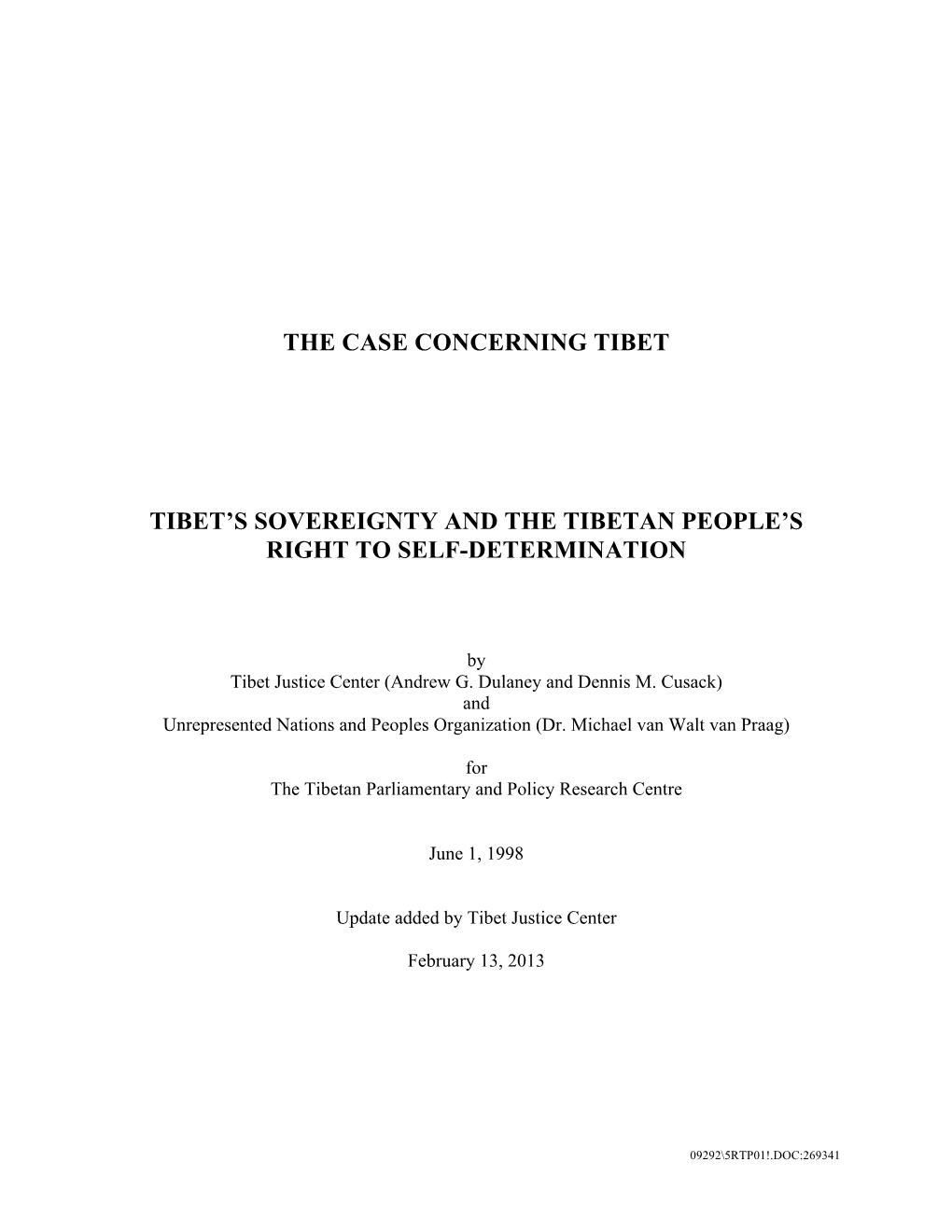 The Case Concerning Tibet