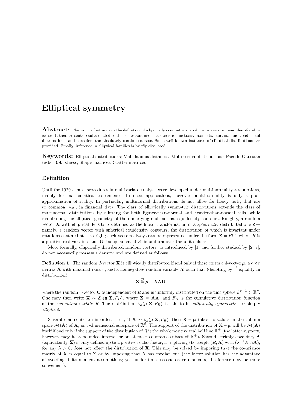 Elliptical Symmetry