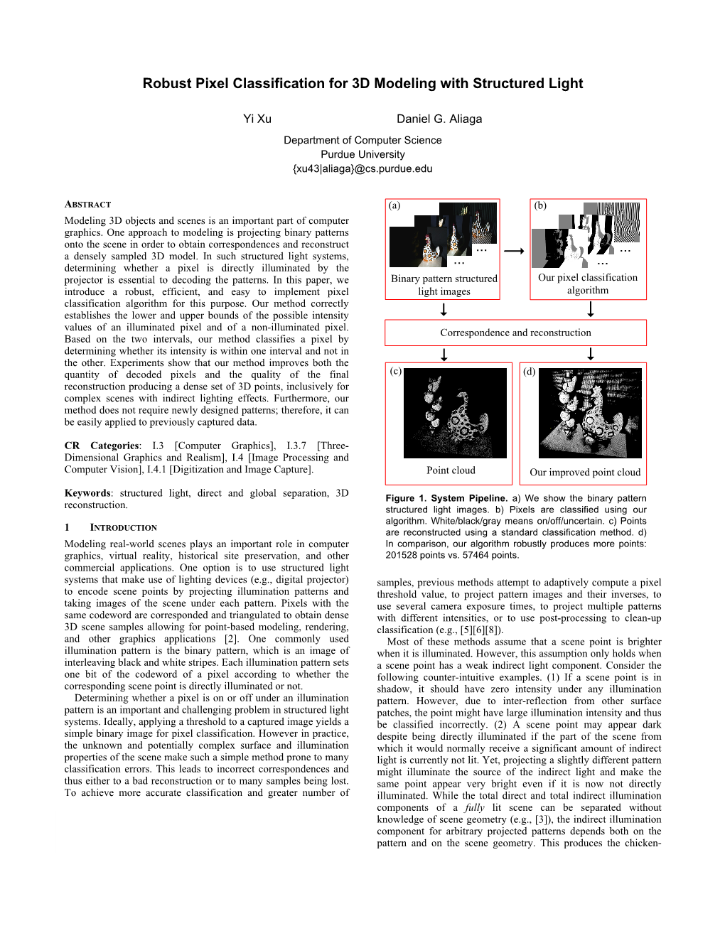 Robust Pixel Classification for 3D Modeling with Structured Light