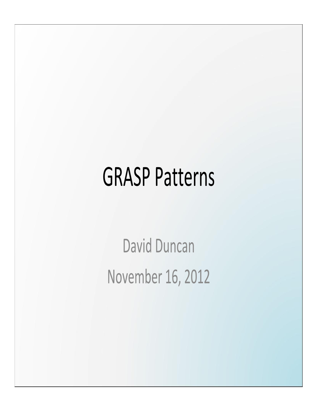 GRASP Patterns