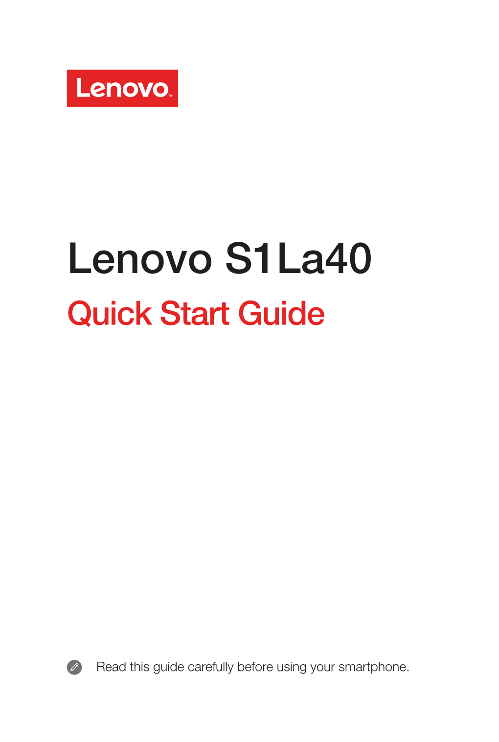 Lenovo S1la40 Quick Start Guide