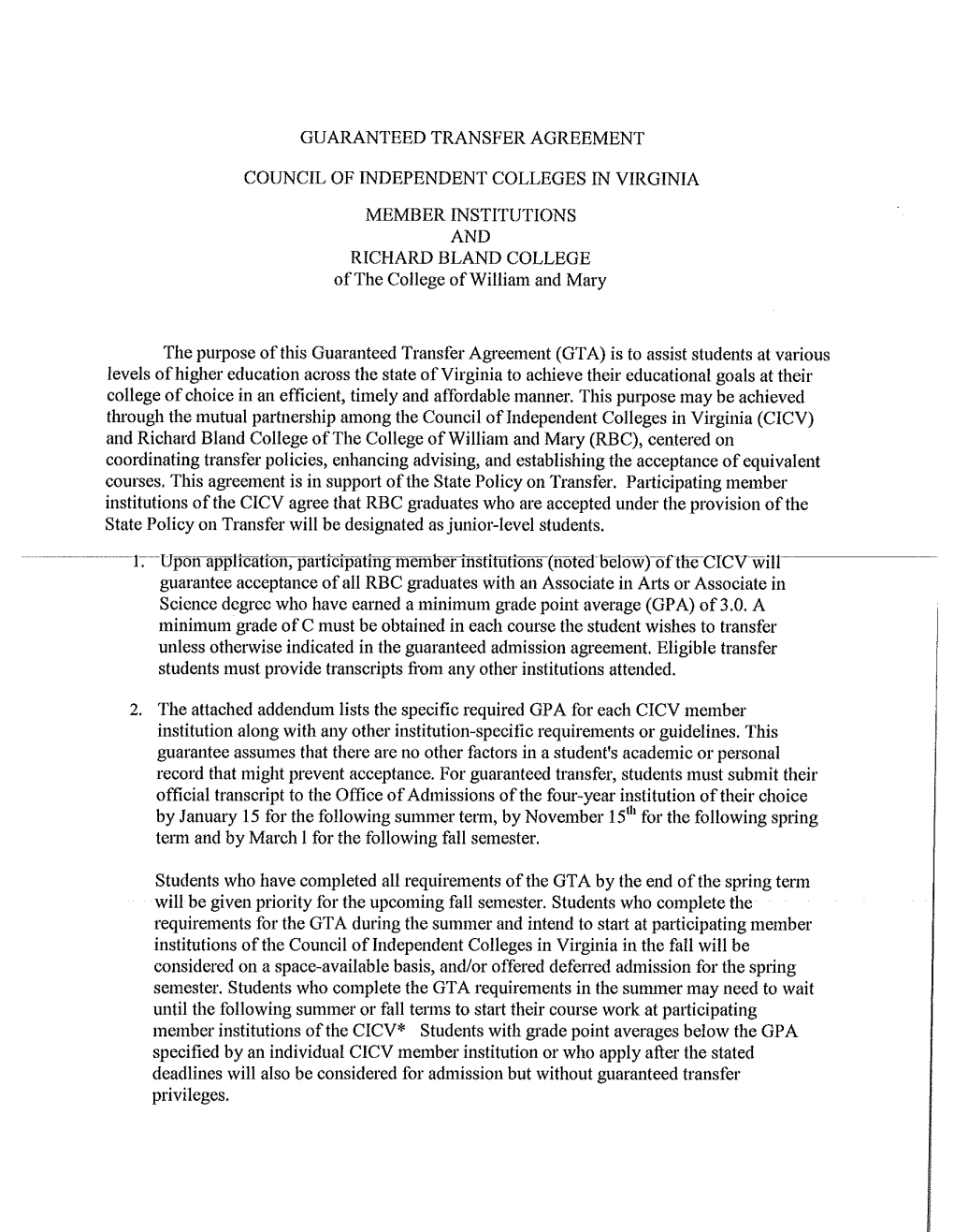 Articulation Agreement by Indicating the Relationship in Appropriate Literature and Through Its Web Site