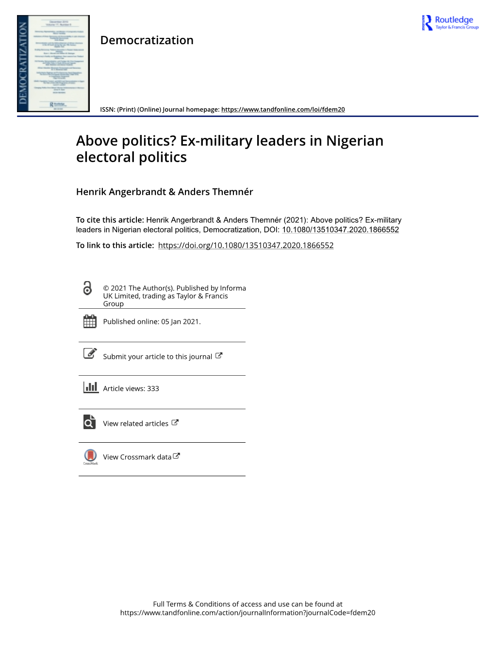 Ex-Military Leaders in Nigerian Electoral Politics