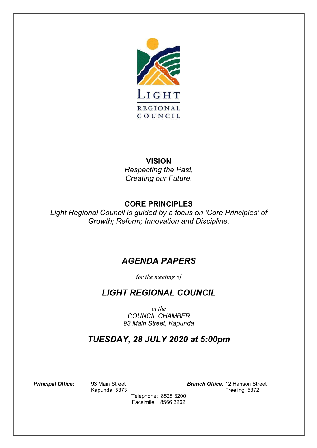 Agenda Papers Light Regional Council Tuesday, 28 July