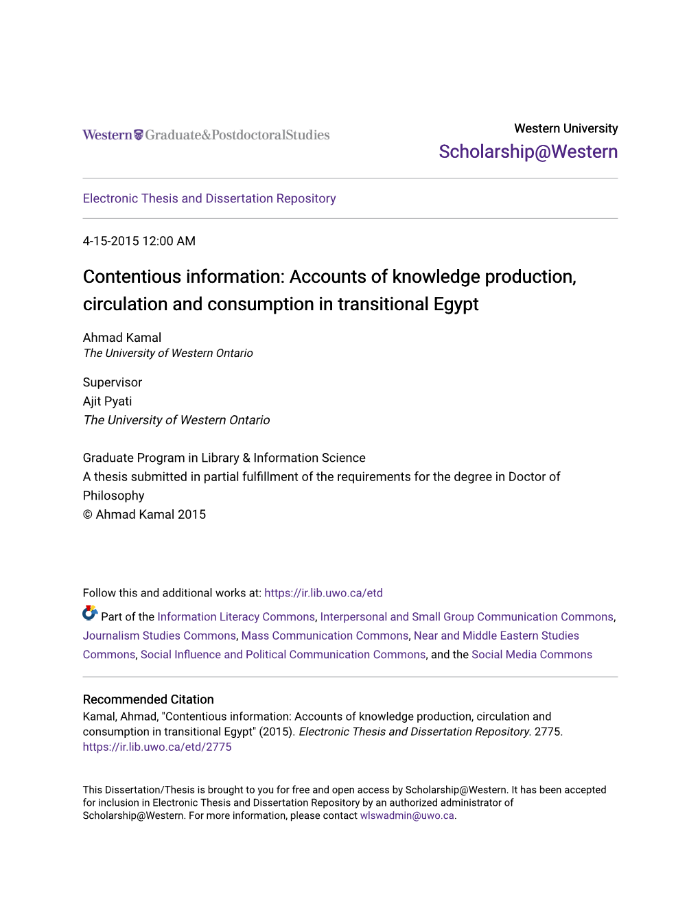 Accounts of Knowledge Production, Circulation and Consumption in Transitional Egypt