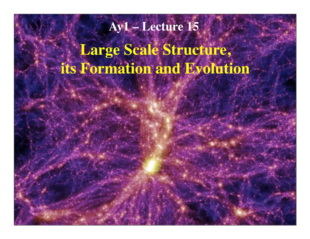 Large Scale Structure, Its Formation and Evolution 15.1 Large Structure: