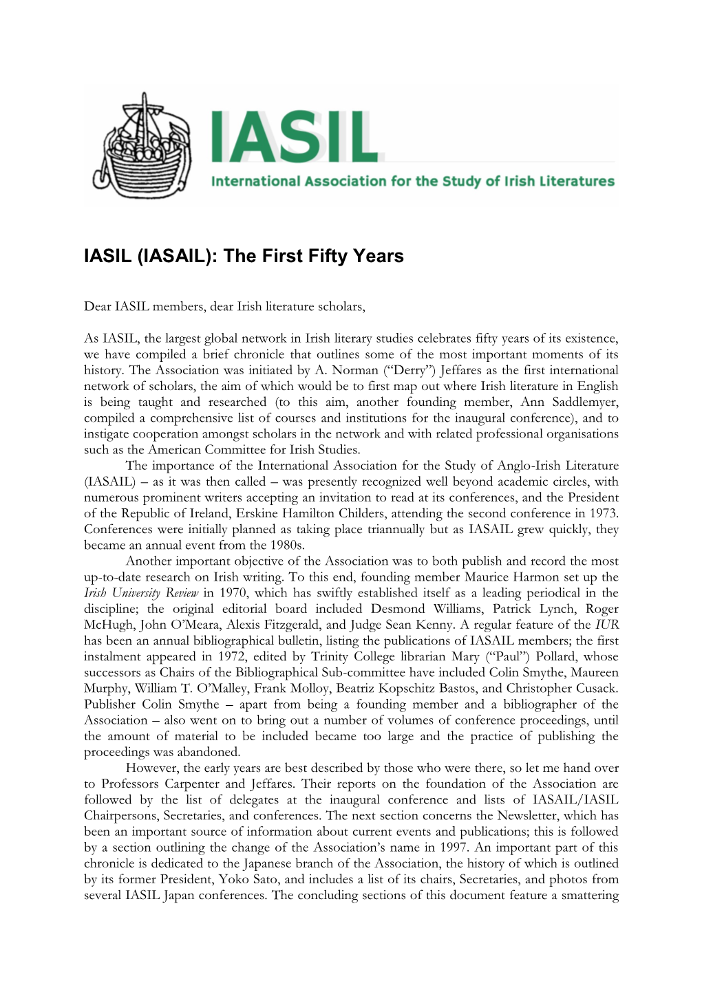 IASIL (IASAIL): the First Fifty Years