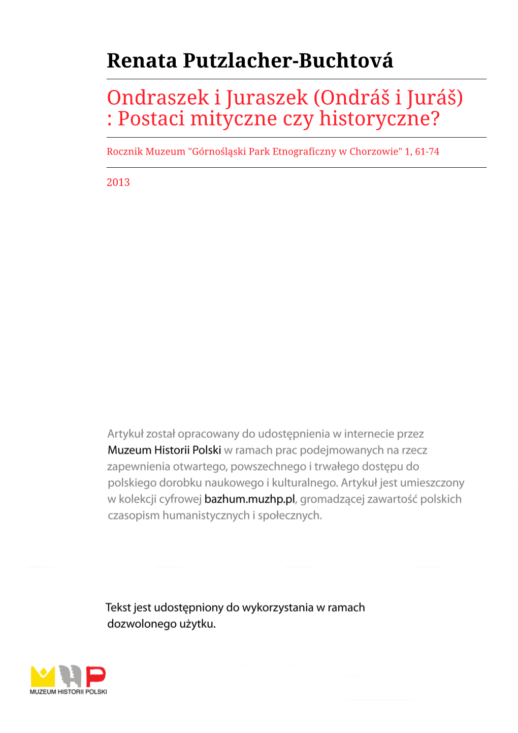 Ondraszek I Juraszek (Ondráš I Juráš) : Postaci Mityczne Czy Historyczne?