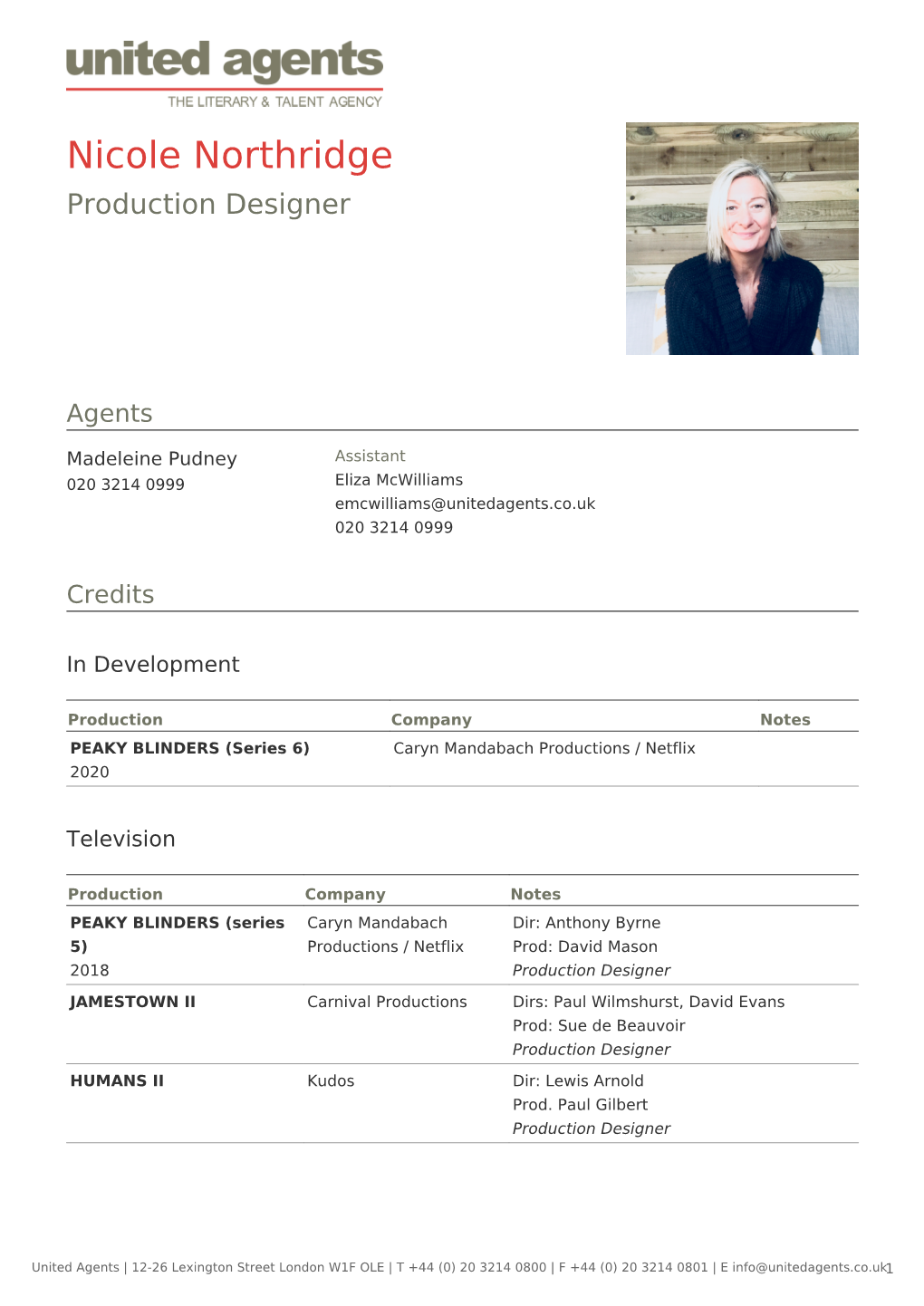 Nicole Northridge Production Designer