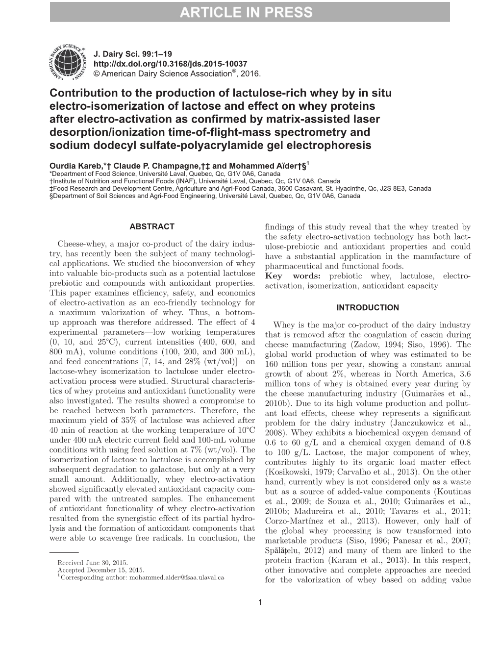 Contribution to the Production of Lactulose-Rich Whey by in Situ