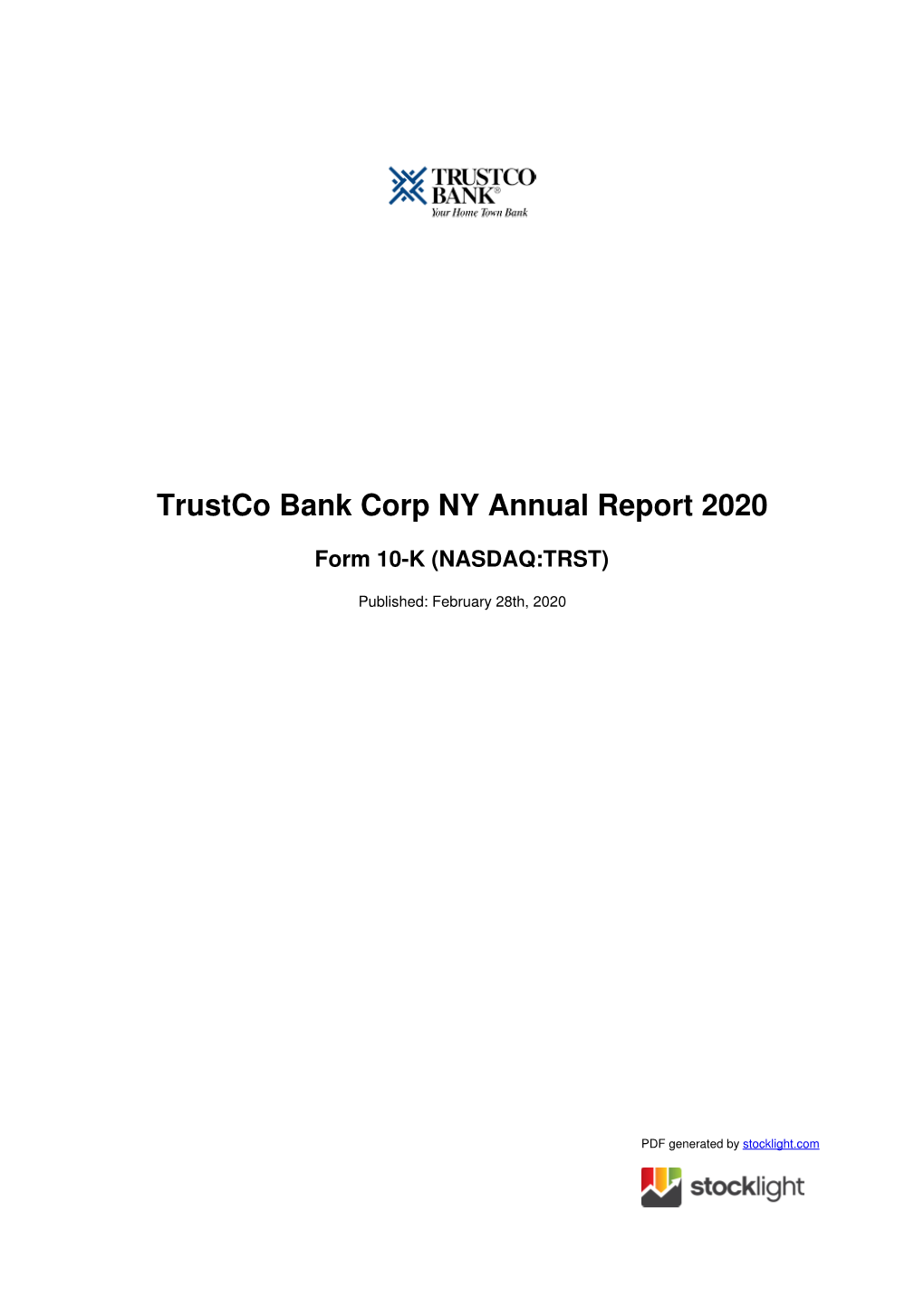 Trustco Bank Corp NY Annual Report 2020