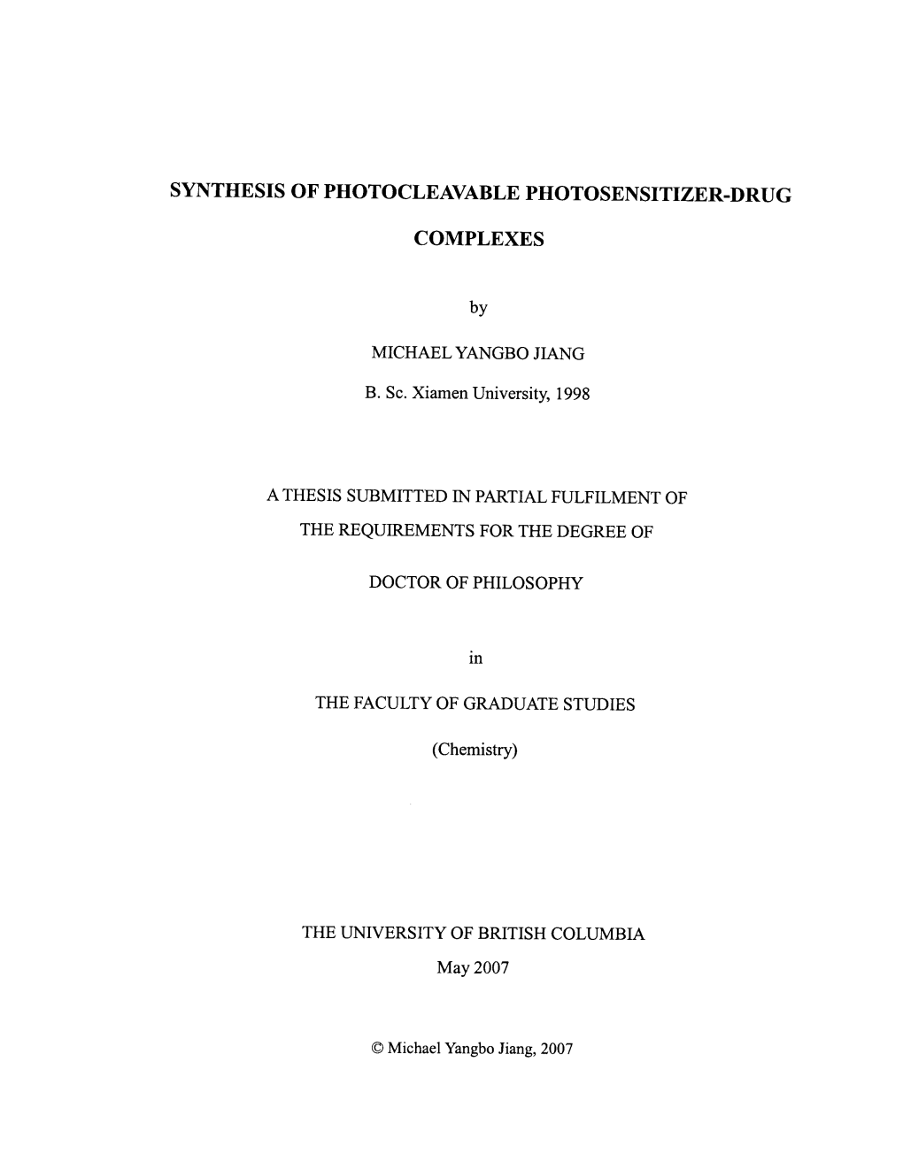 Synthesis of Photocleavable Photosensitizer-Drug