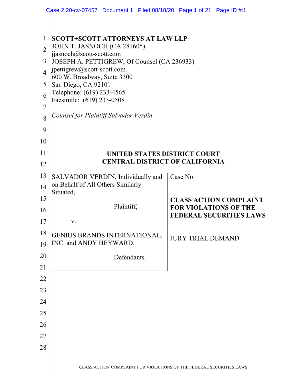 Verdin V. Genius Brands International Inc. Et