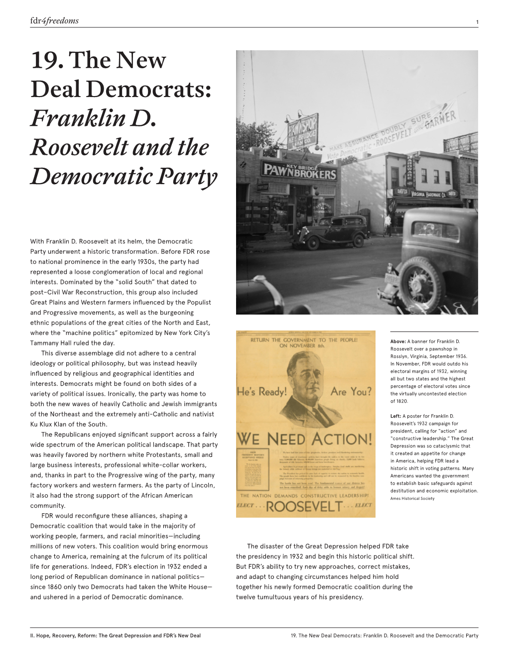 19. the New Deal Democrats: Franklin D. Roosevelt and the Democratic Party