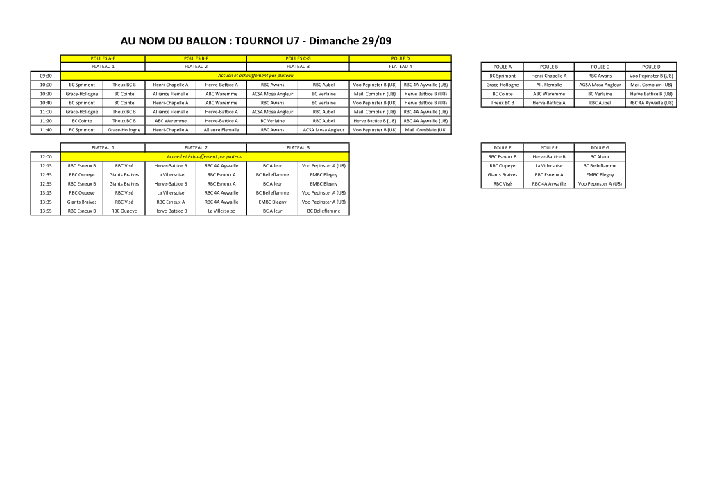 AU NOM DU BALLON : TOURNOI U7 - Dimanche 29/09