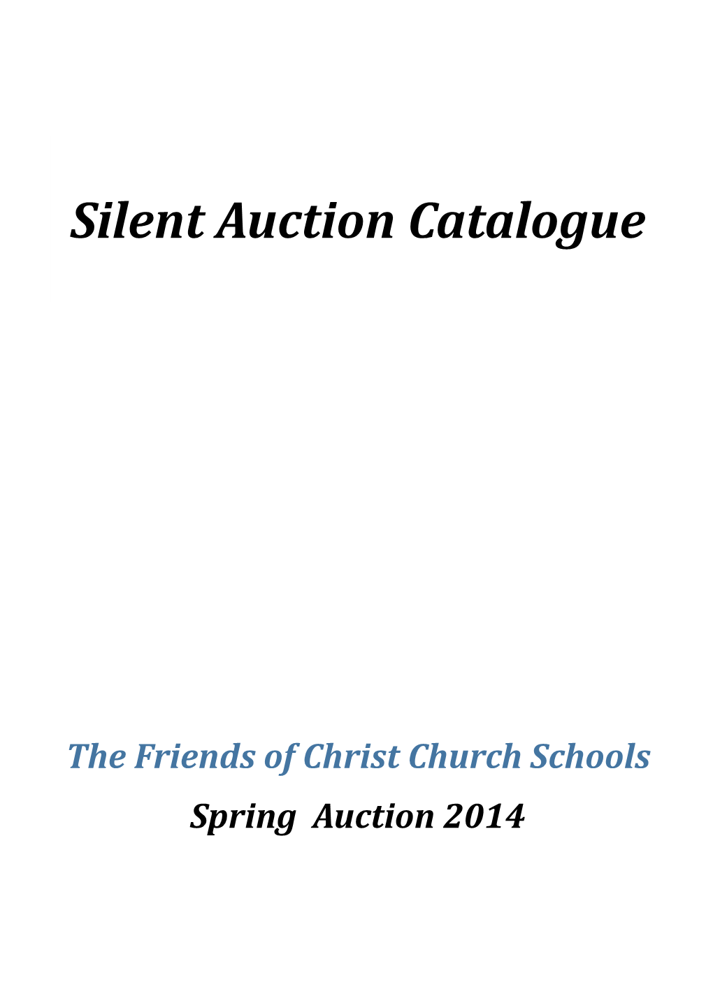 Silent Auction Catalogue