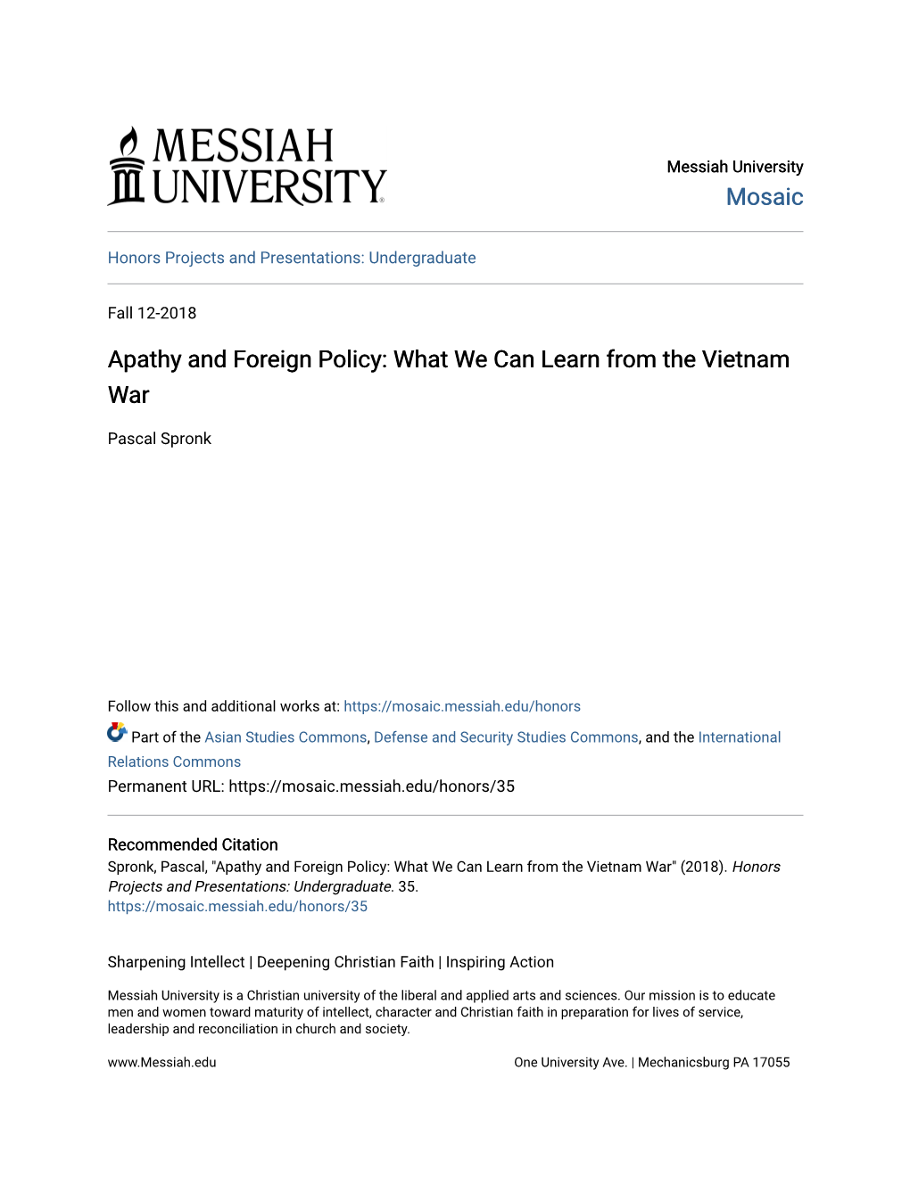 Apathy and Foreign Policy: What We Can Learn from the Vietnam War