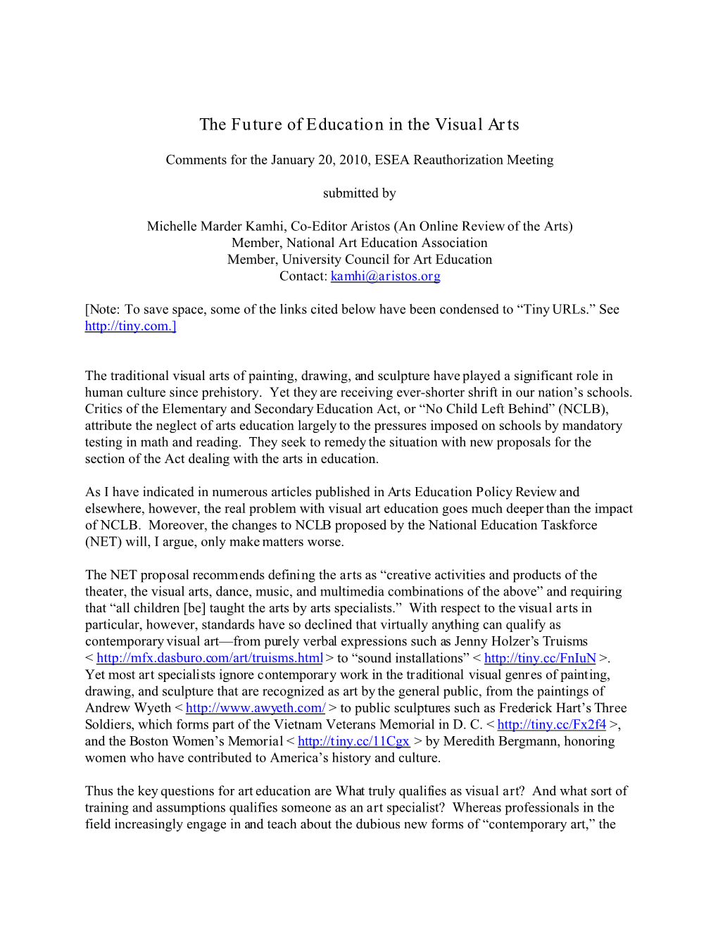 The Future of Education in the Visual Arts