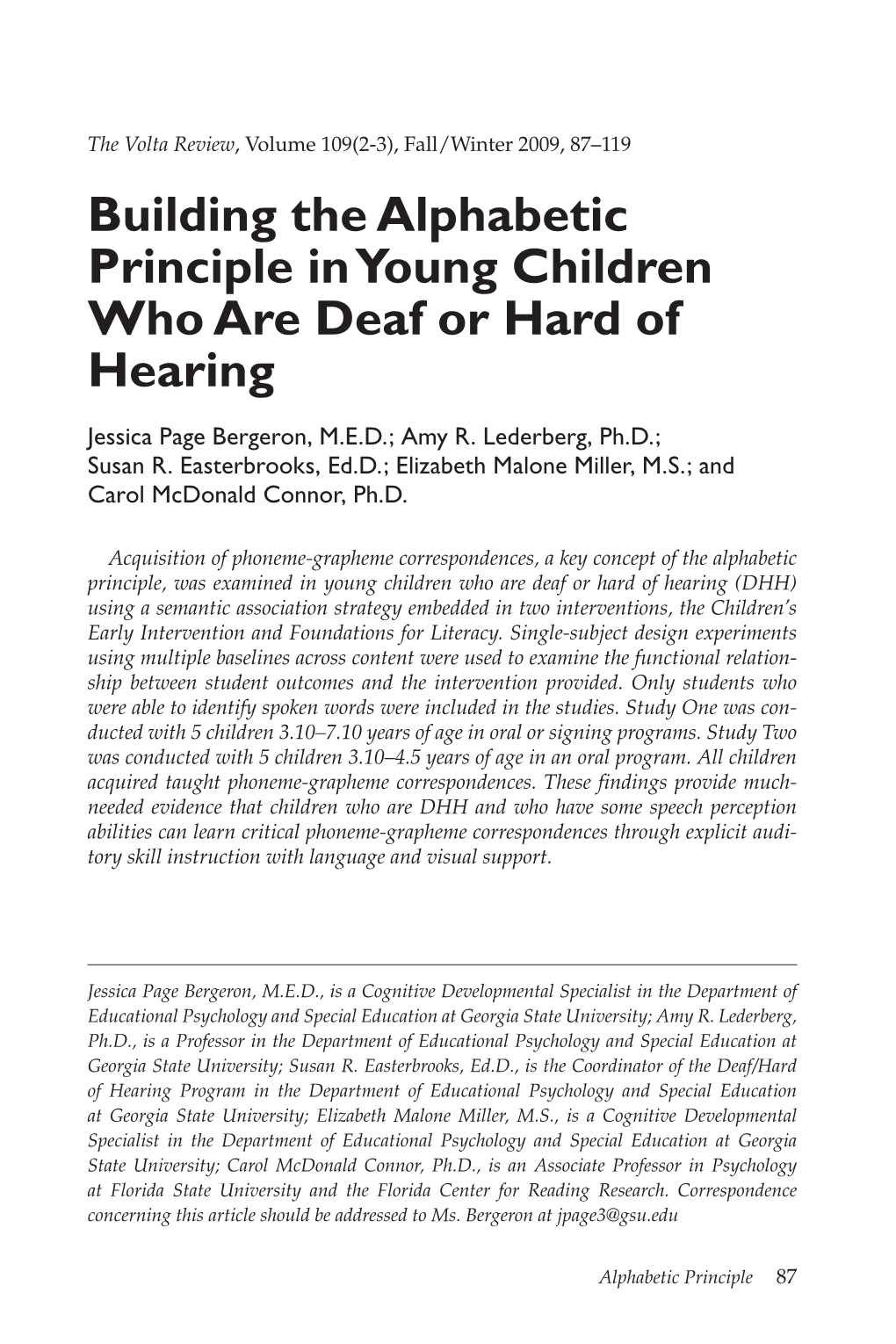 Building the Alphabetic Principle in Young Children Who Are Deaf Or Hard of Hearing