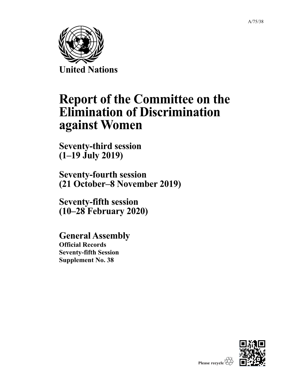 Report of the Committee on the Elimination of Discrimination Against Women