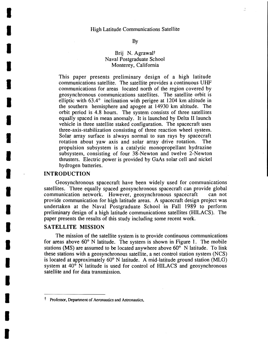 High Latitude Communications Satellite By