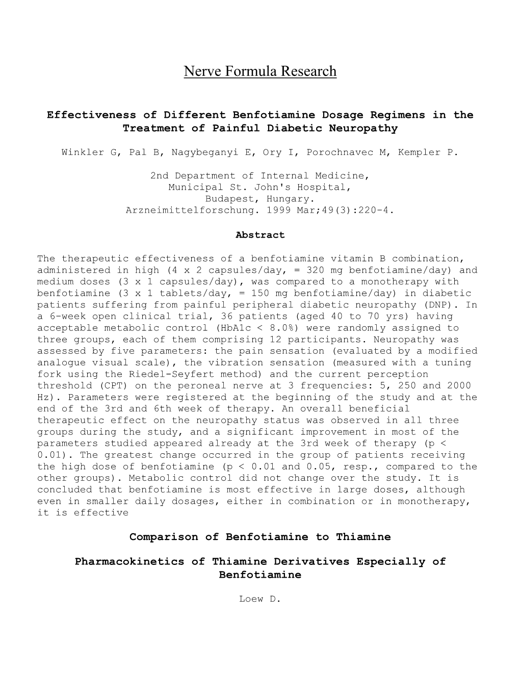 Nerve Formula Research