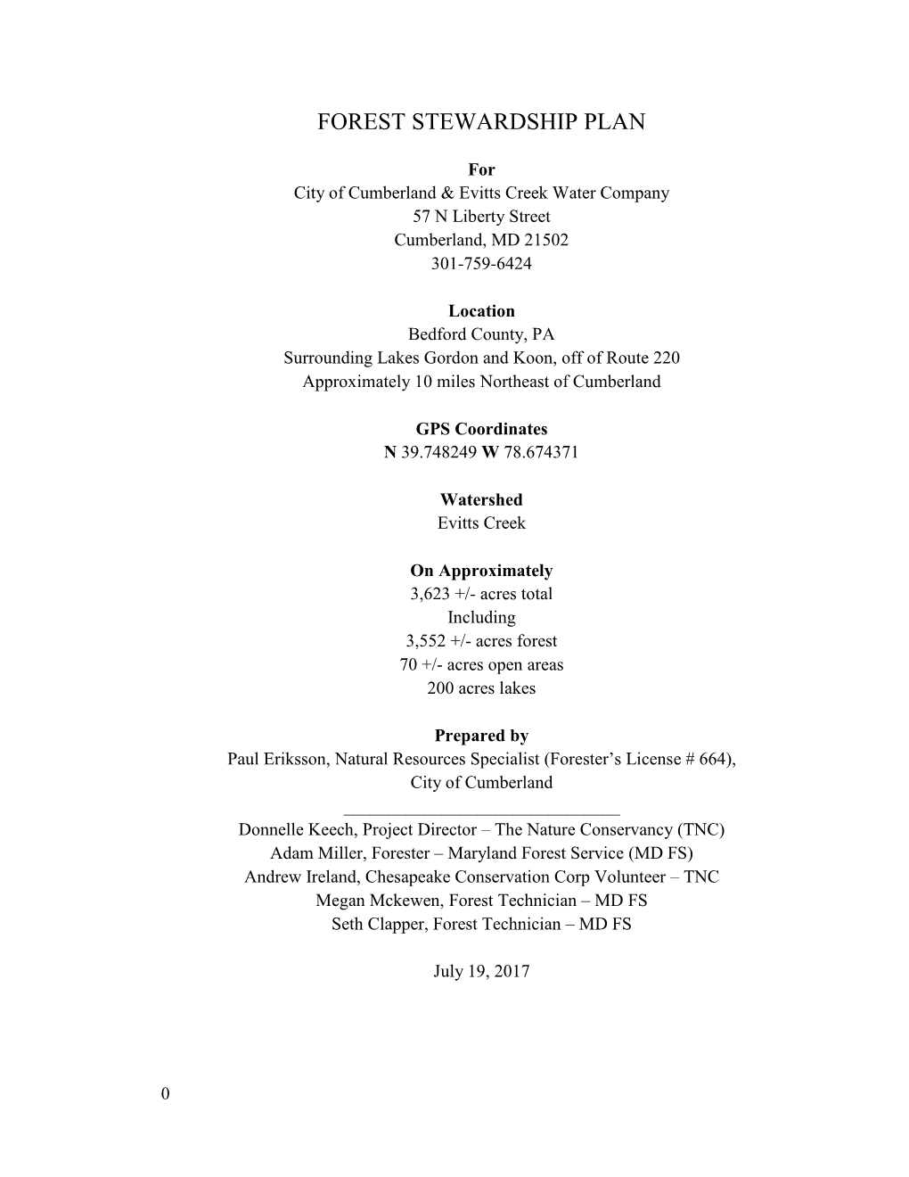 Forest Management Plan