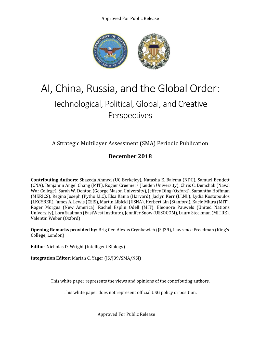 AI, China, Russia, and the Global Order: Technological, Political, Global, and Creative Perspectives