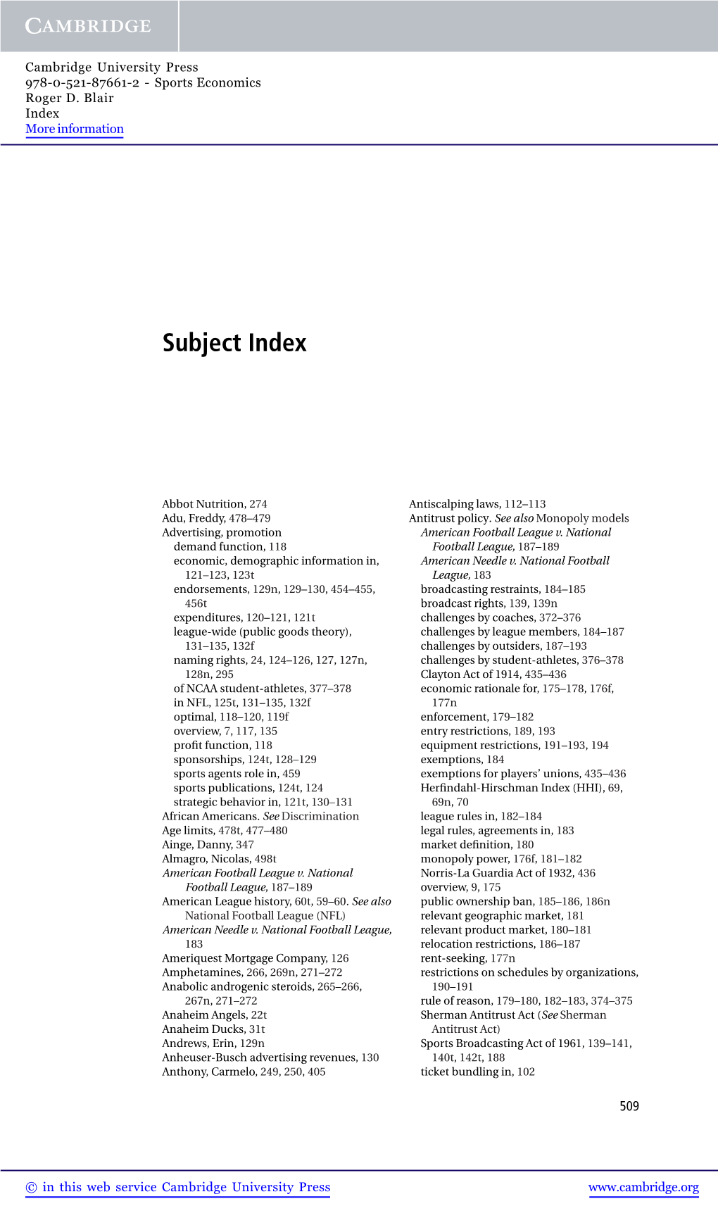 Subject Index