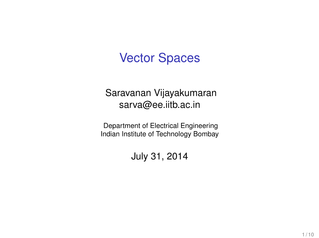 Vector Spaces