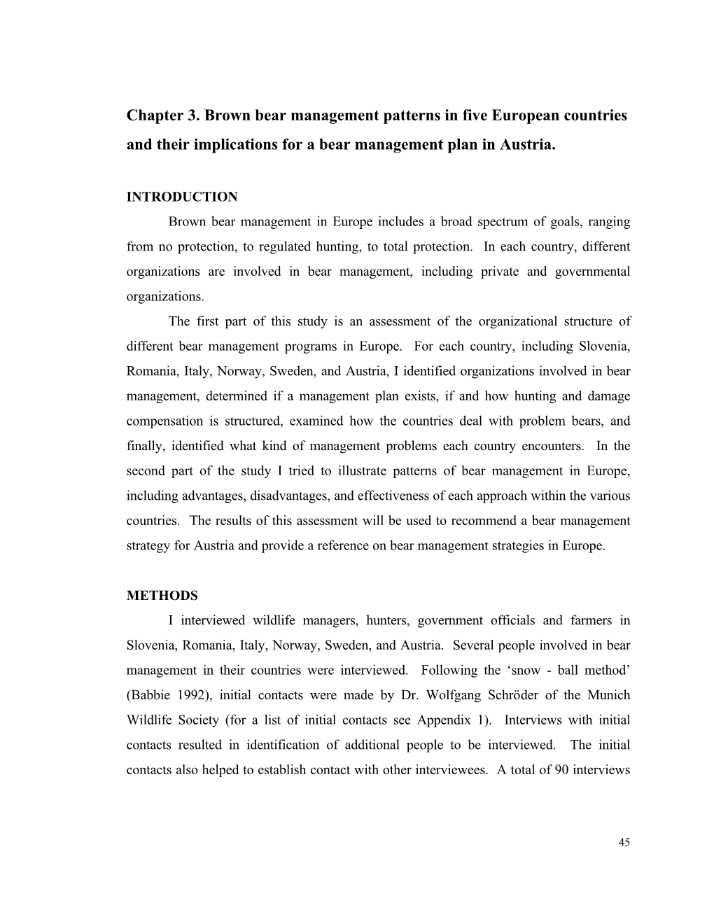 Chapter 3. Brown Bear Management Patterns in Five European Countries and Their Implications for a Bear Management Plan in Austria