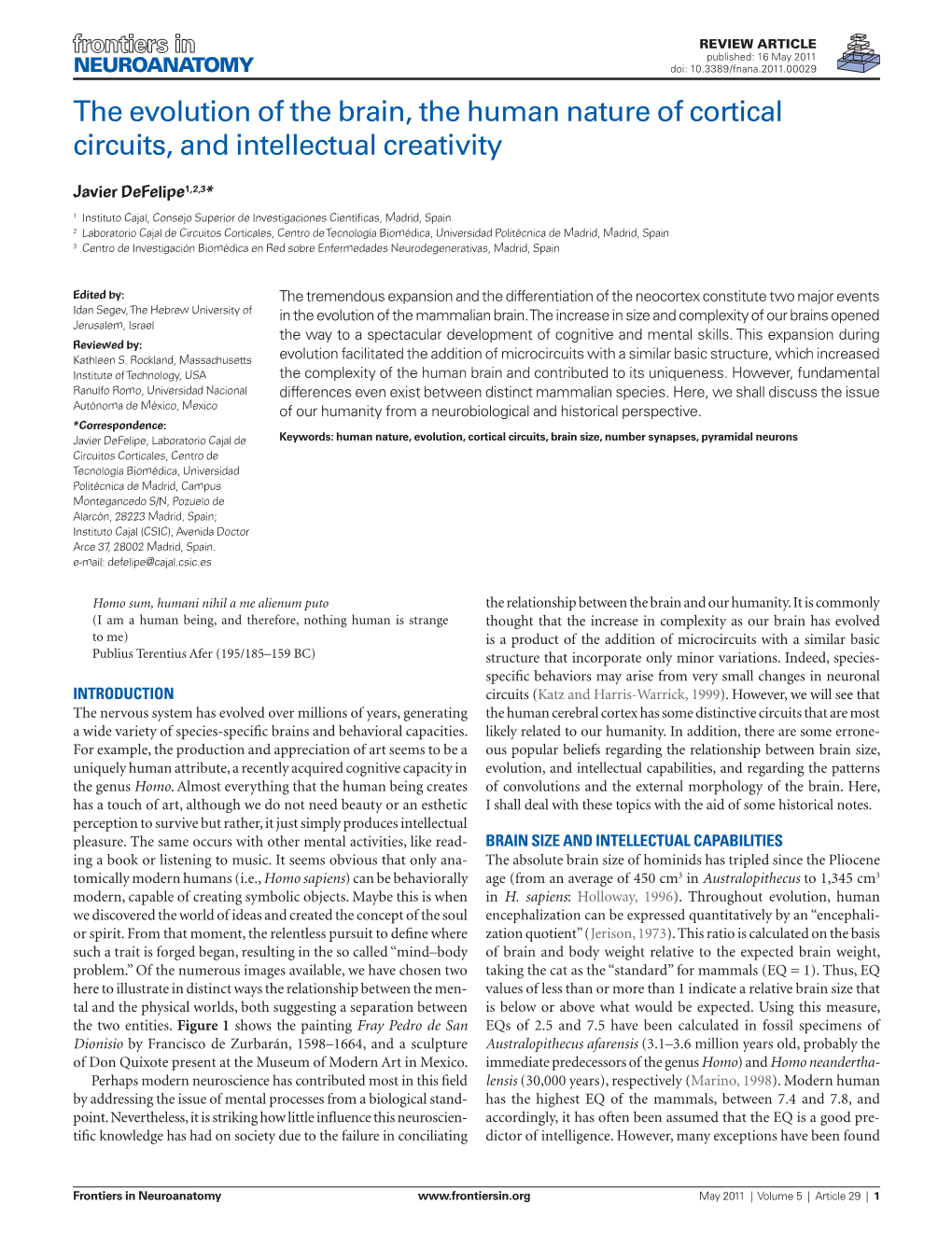 The Evolution of the Brain, the Human Nature of Cortical Circuits, and Intellectual Creativity