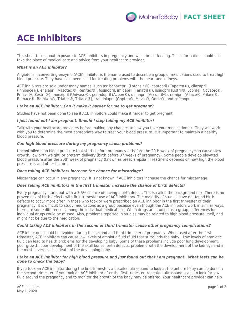 ACE Inhibitors