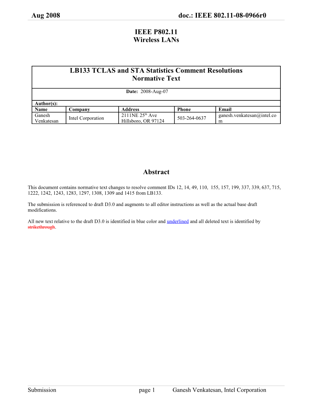 This Document Contains Normative Text Changes to Resolve Comment Ids 12, 14, 49, 110, 155