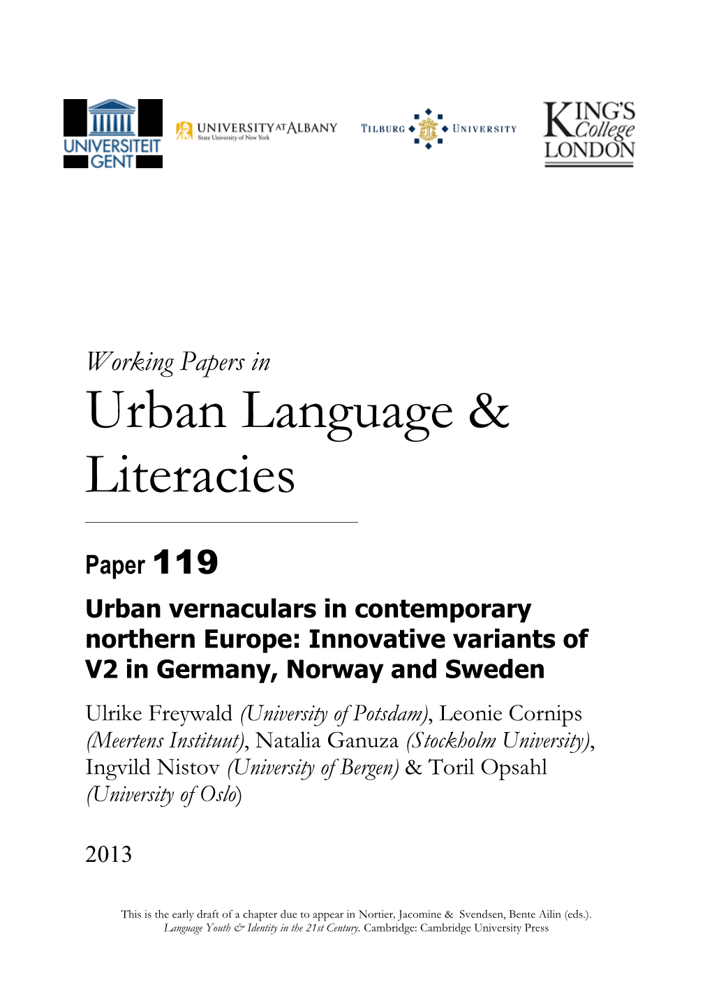 Urban Language & Literacies