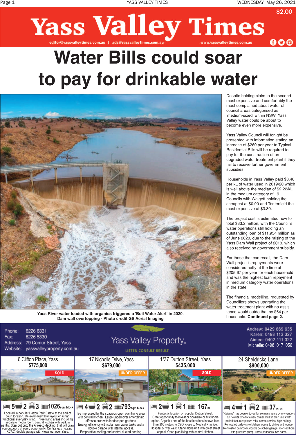 Water Bills Could Soar to Pay for Drinkable Water