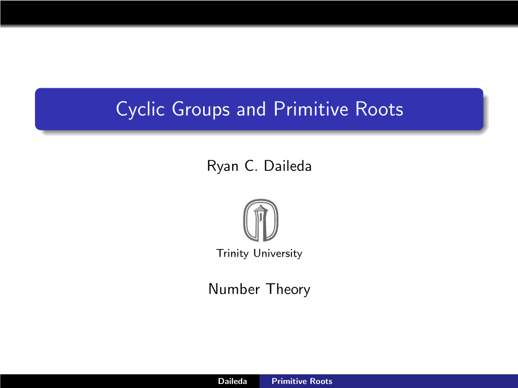 Cyclic Groups and Primitive Roots